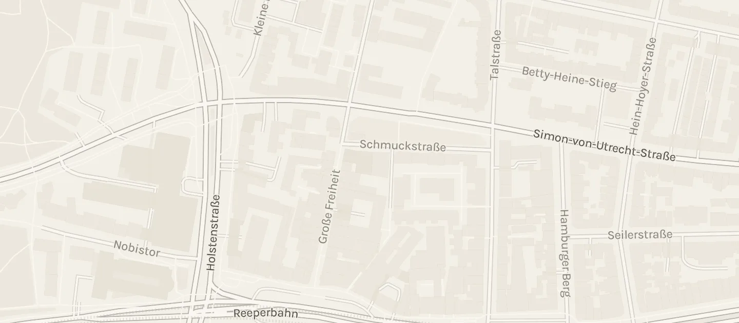 Karte: die Straßen um Große Freiheit 36